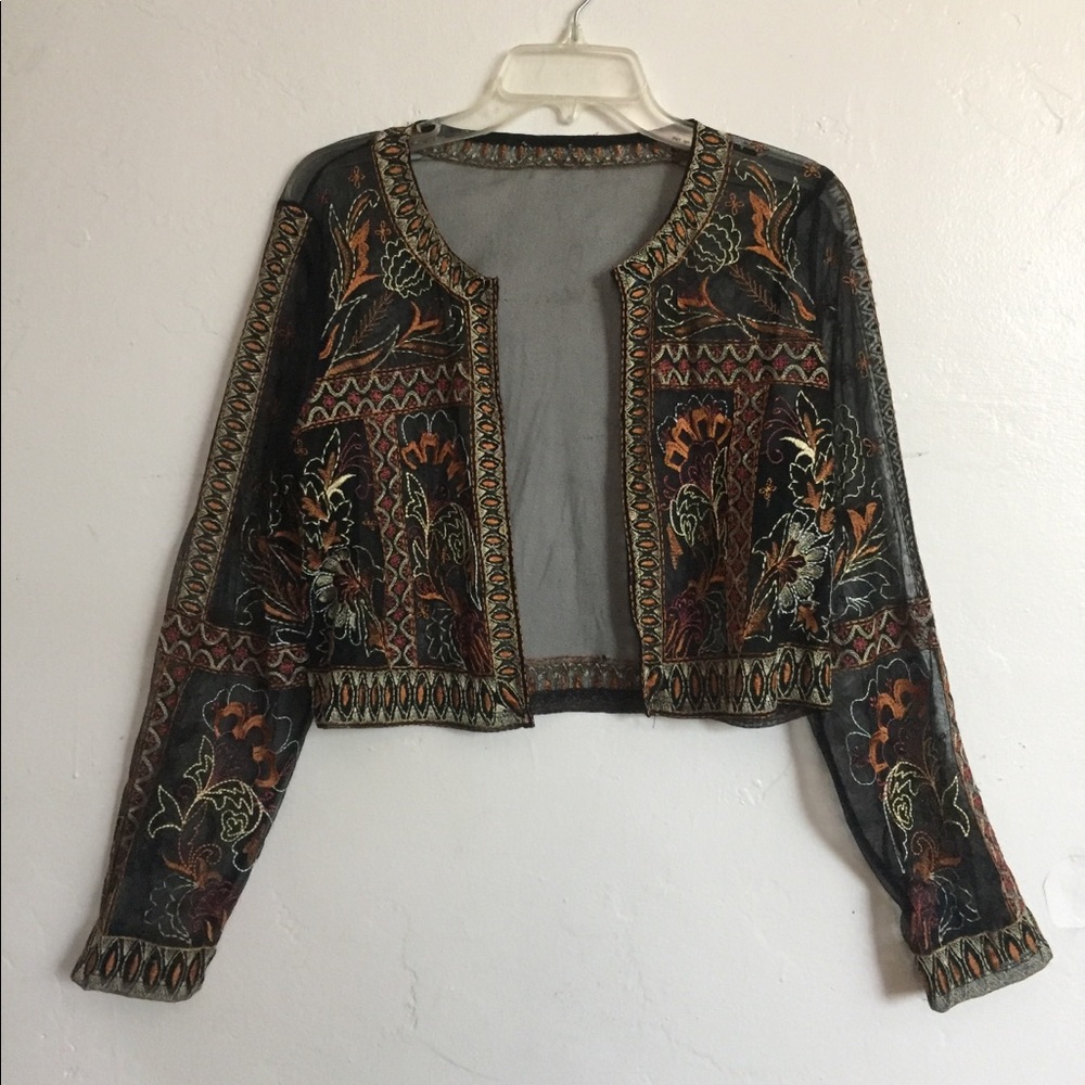 Mesh Embroidered Shrug